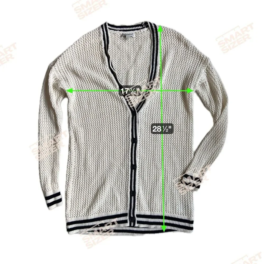 American Eagle Women Y2K Varsity Cardigan Size S Cream Open Knit Preppy Longline